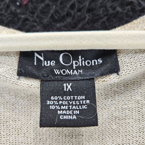 Nu Options Womens Sweater Beige Size 1X Cotton Blend Button Close Long Sleeve - Picture 7 of 12
